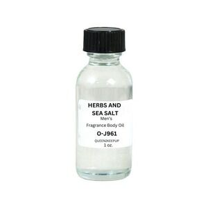 Herbs and Sea Salt Men's Body Oil Fresh Earthy and Ocean Fragrance Oil 1 oz